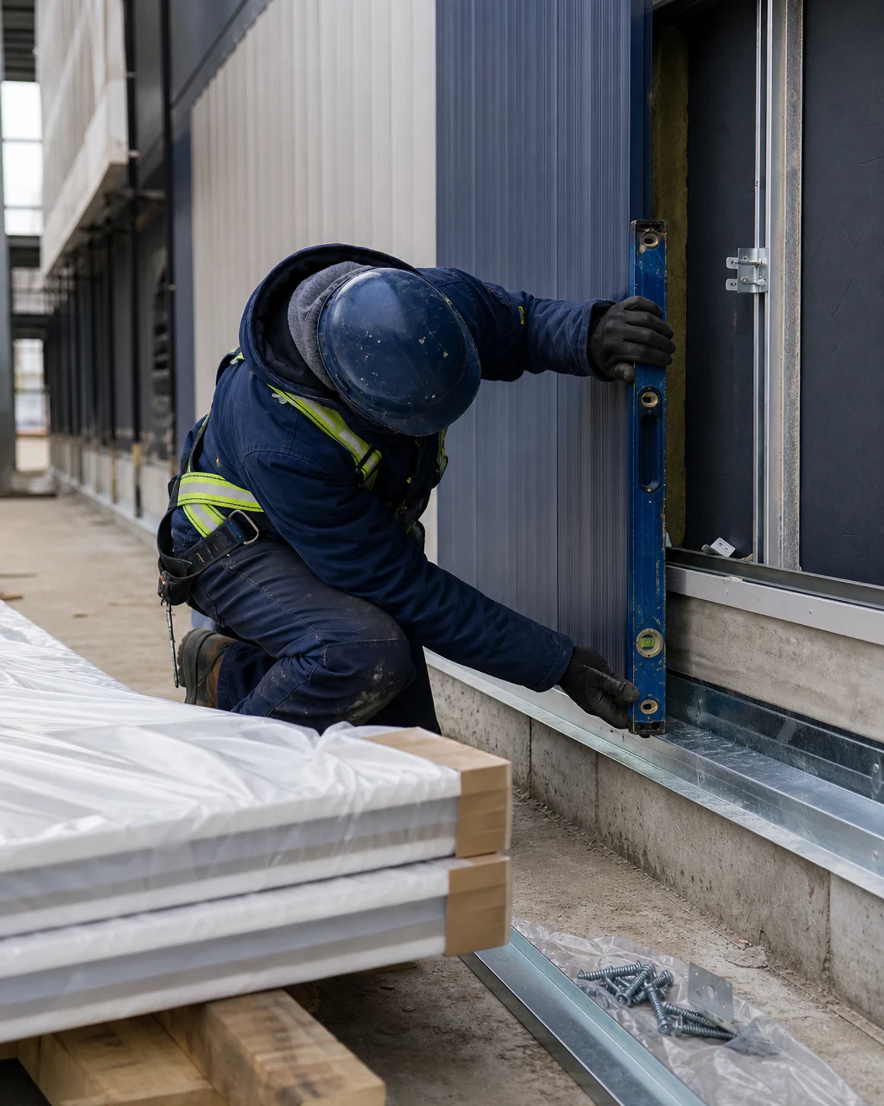Cladding material and installation details being coordinated at the facade