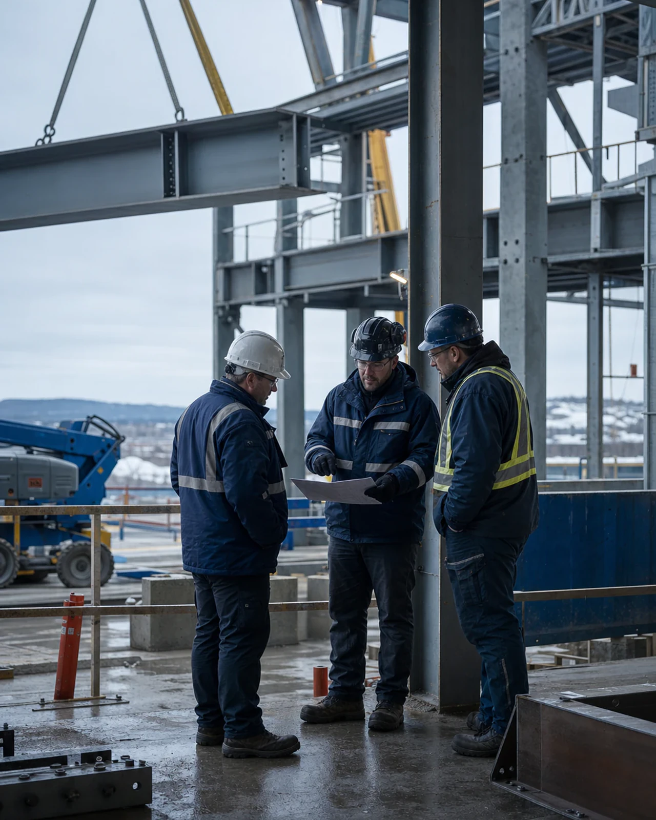 Project representatives discussing technical questions before contractor selection