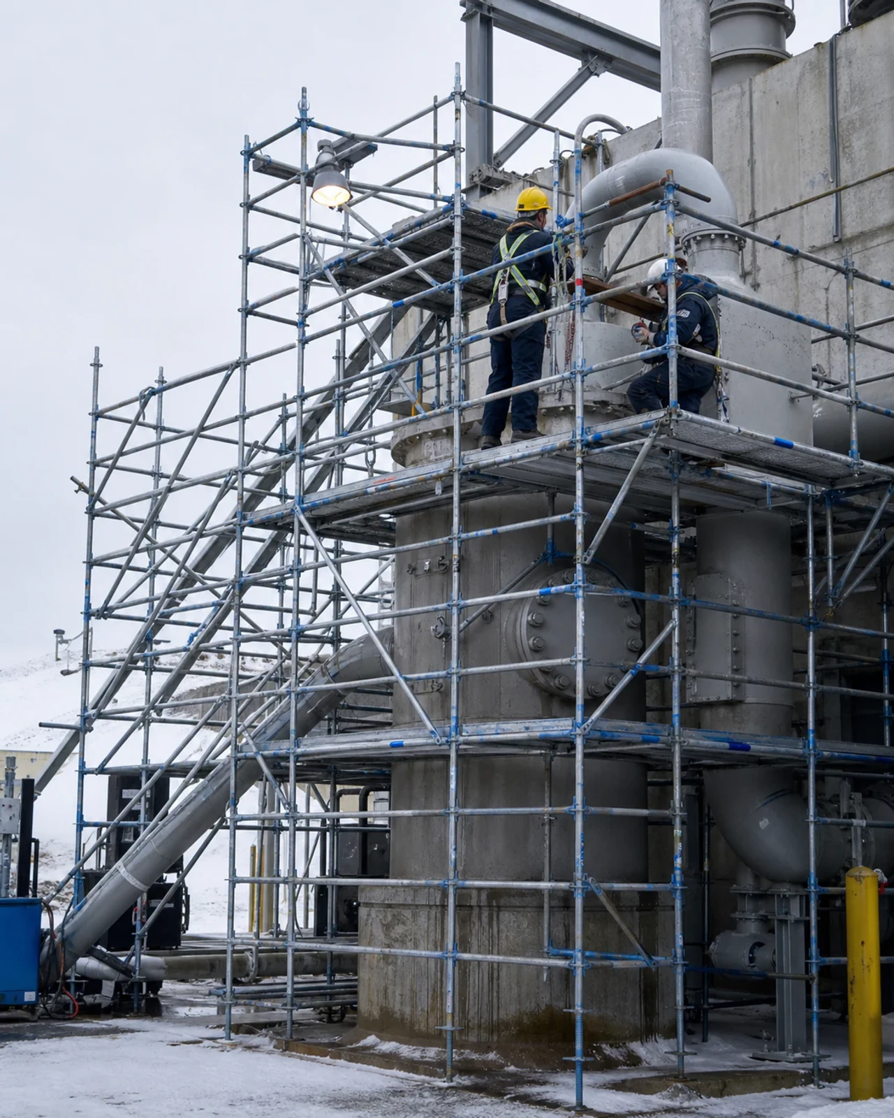 Custom scaffold providing access around industrial equipment
