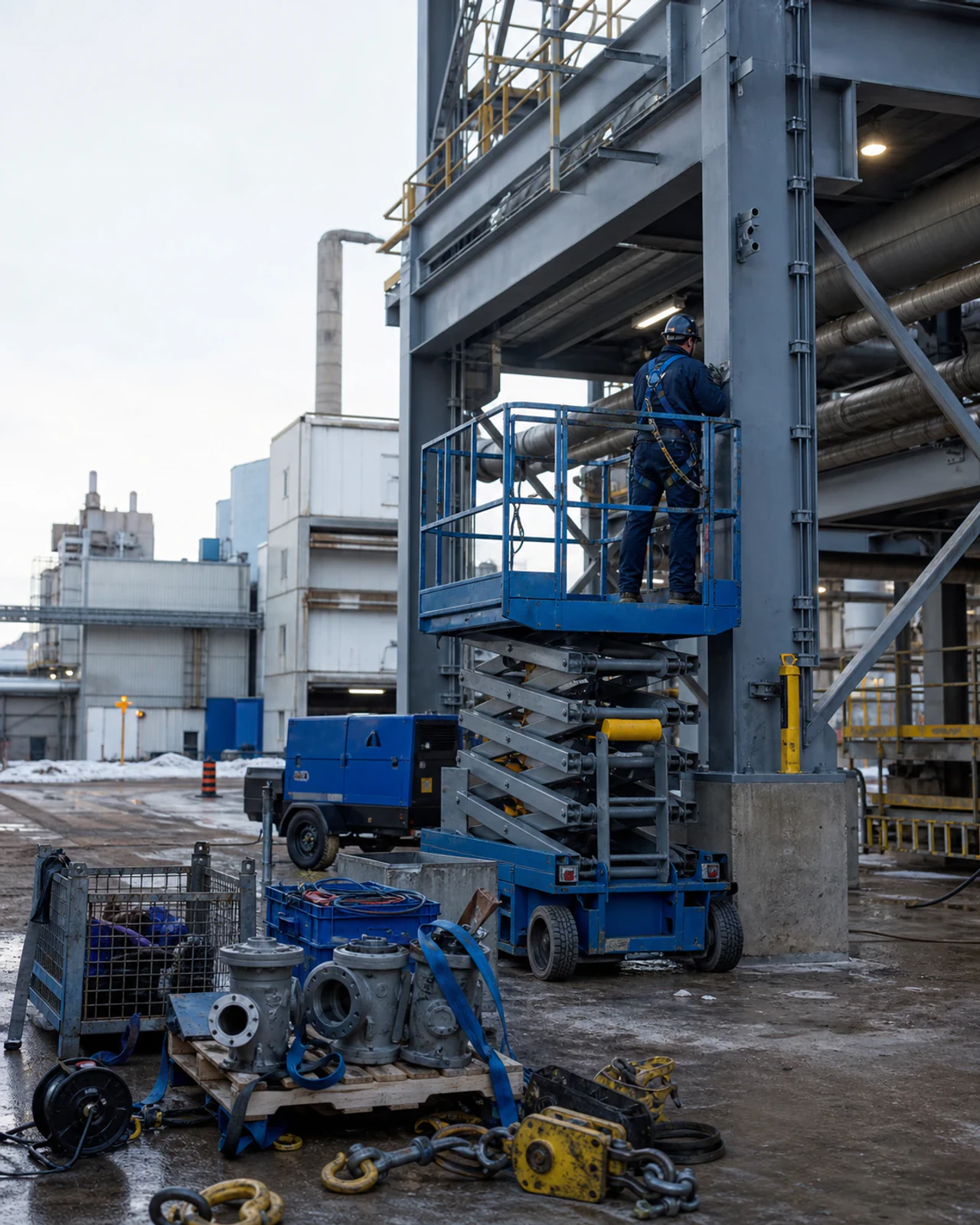 Équipement de soutien préparé pour une intervention de maintenance industrielle