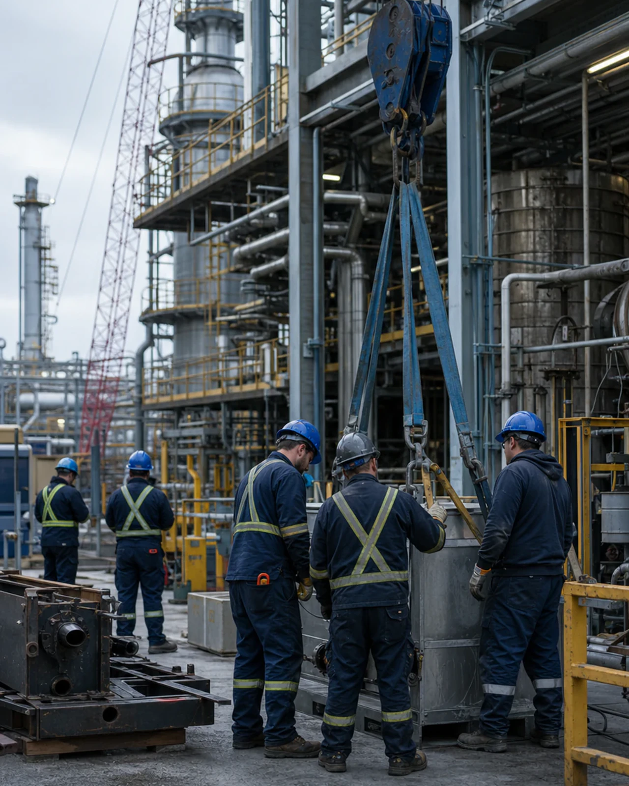 Équipe industrielle se préparant à entreprendre des travaux durant une période d’arrêt