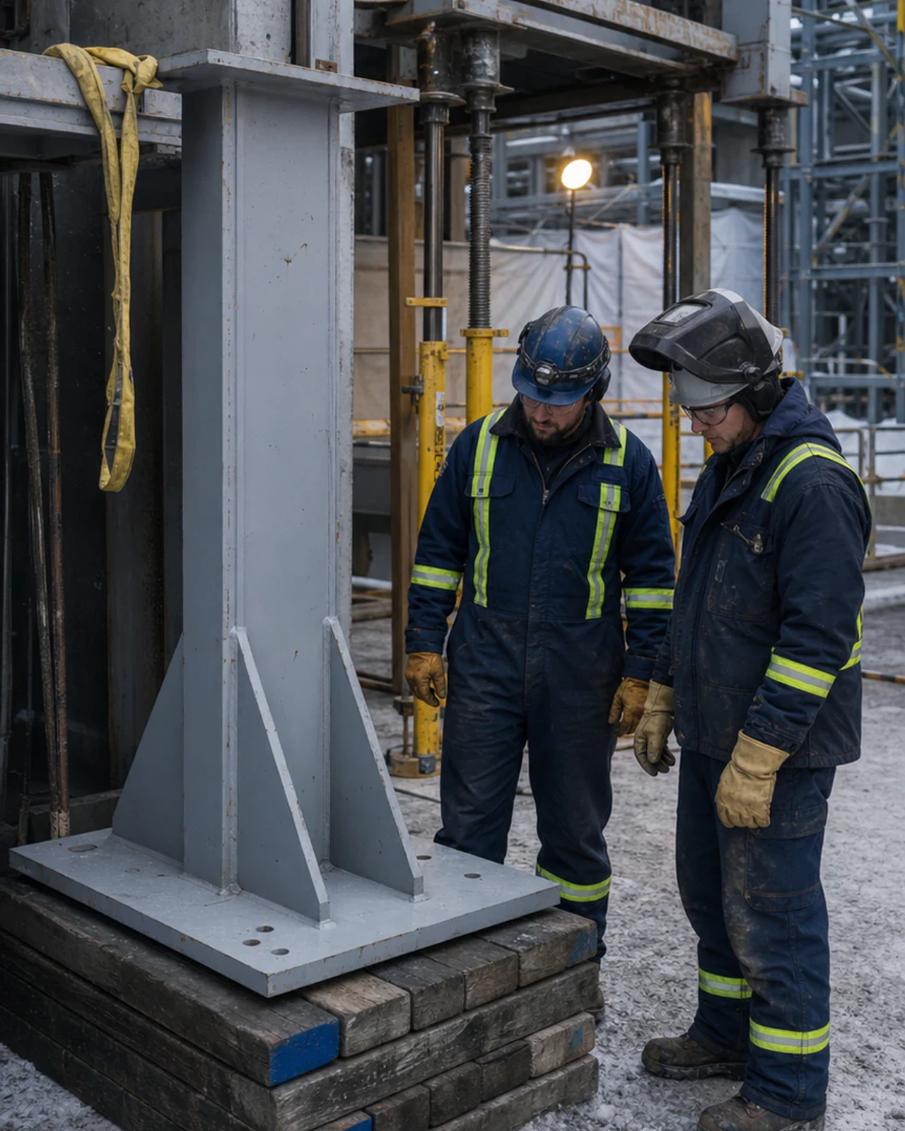 Support industriel en acier usé remplacé durant des travaux planifiés