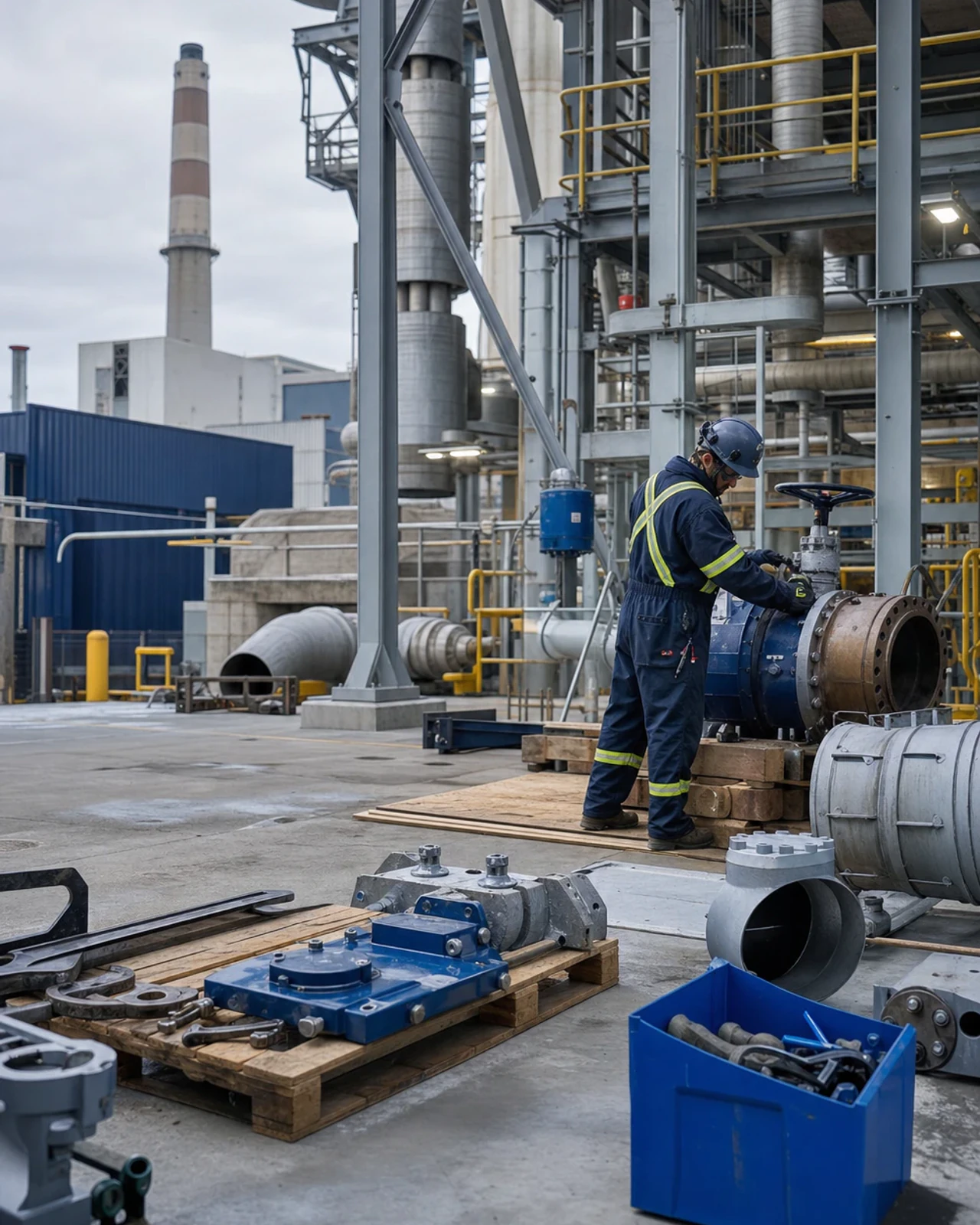 Composants de remplacement et outils préparés selon la séquence des travaux durant l’arrêt
