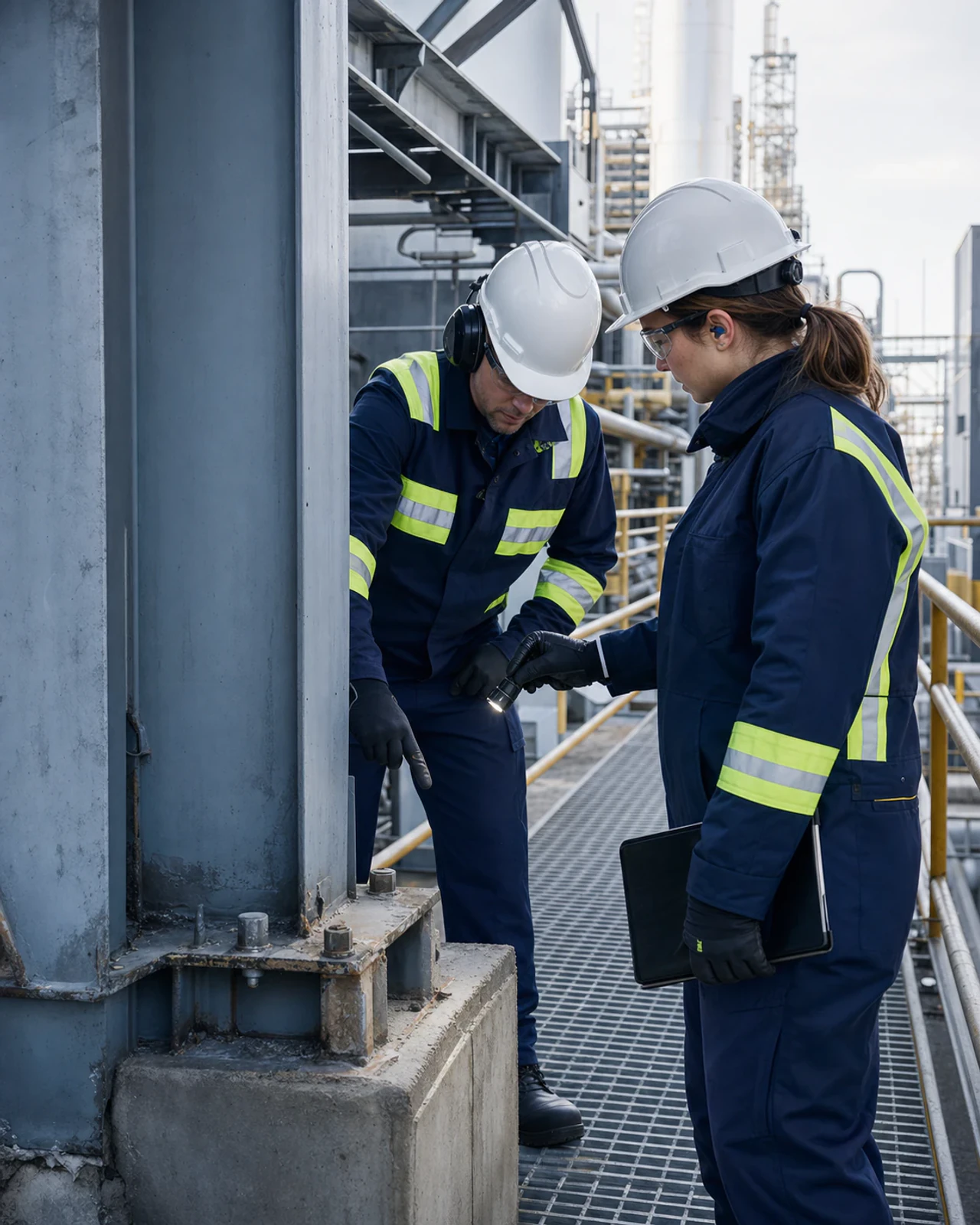 Plant representative and engineer defining an industrial work need