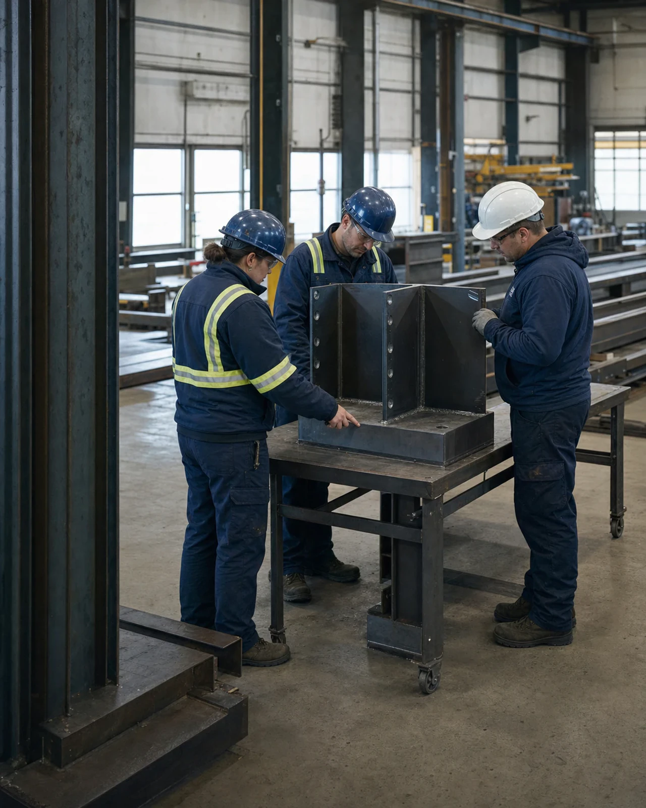 Équipes de projet coordonnant la portée intégrée d’un projet de structure d’acier