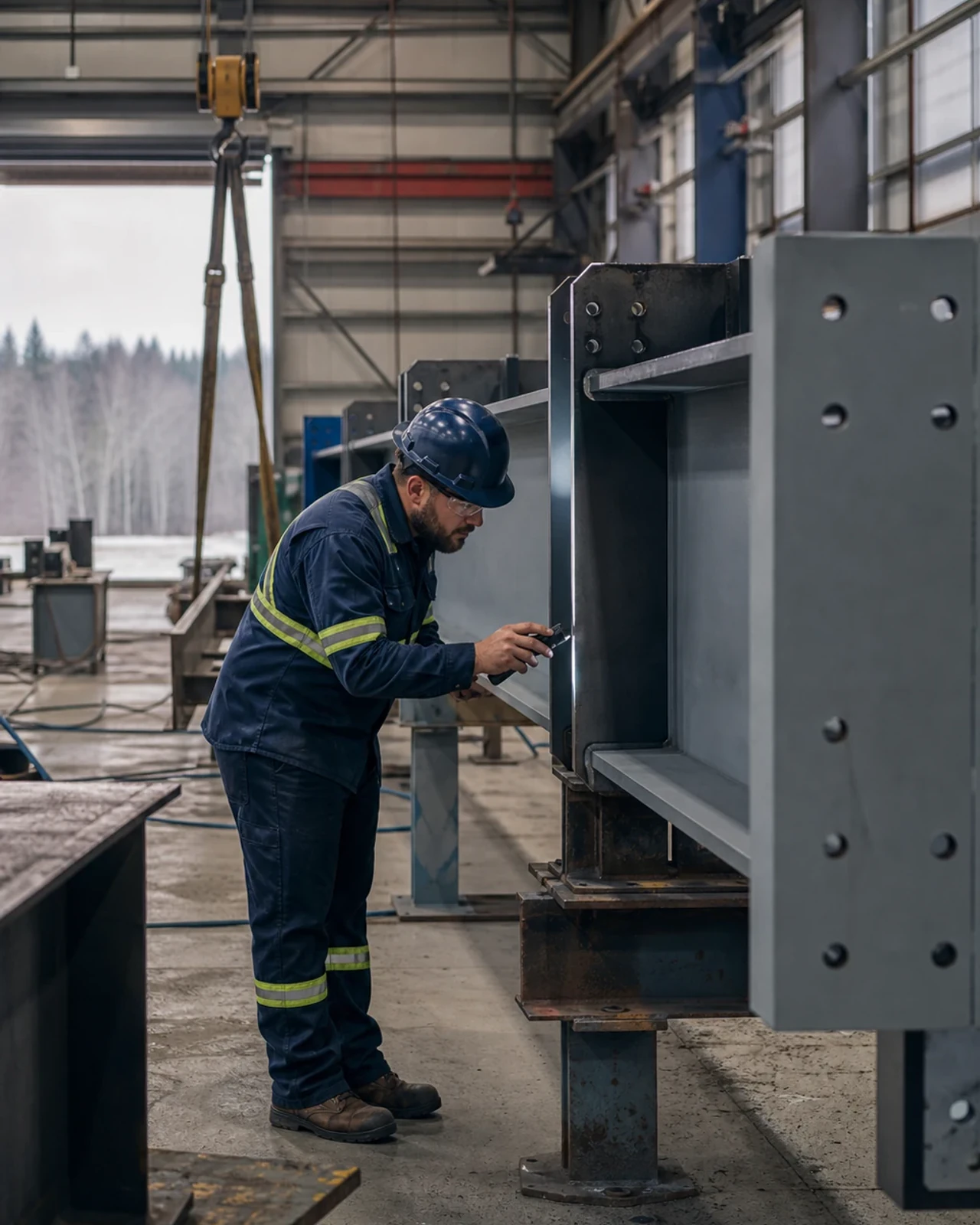Quality inspection of a fabricated structural-steel beam