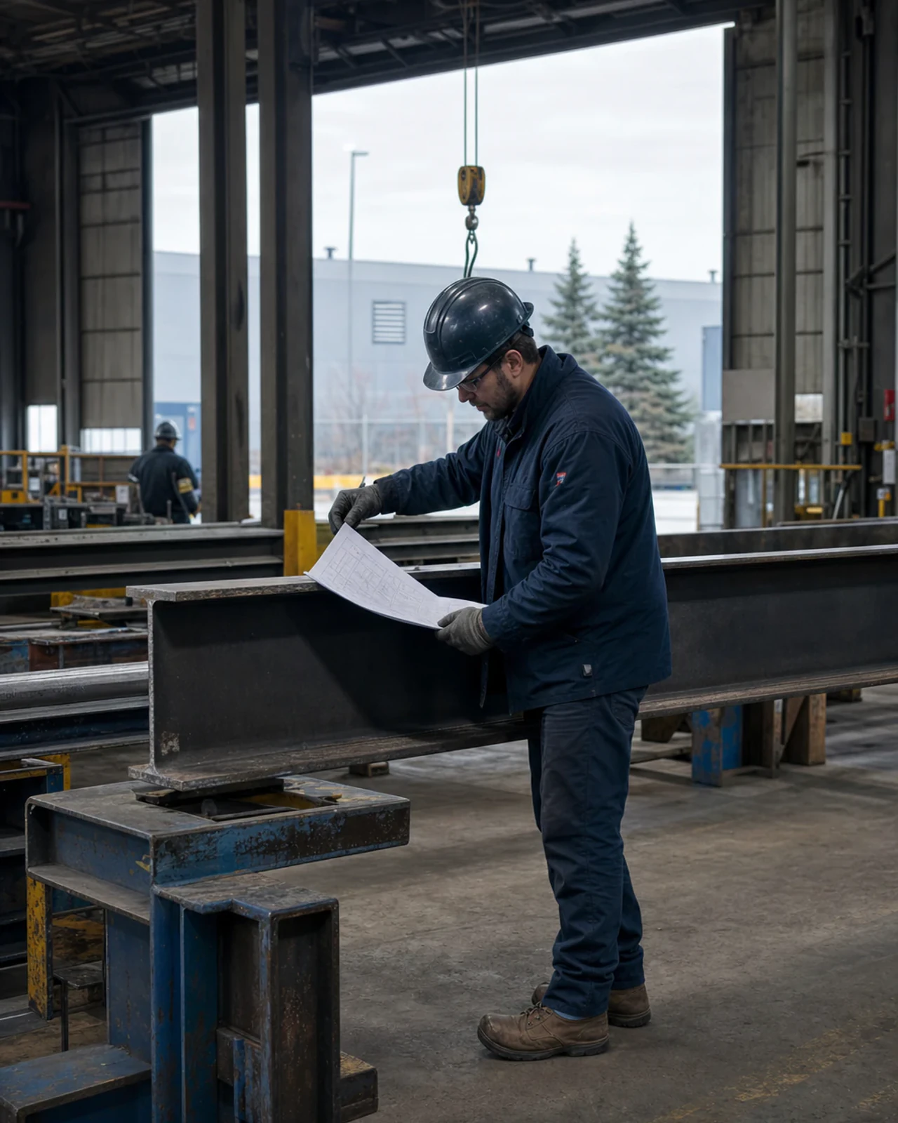 Project information being coordinated with a steel beam before fabrication