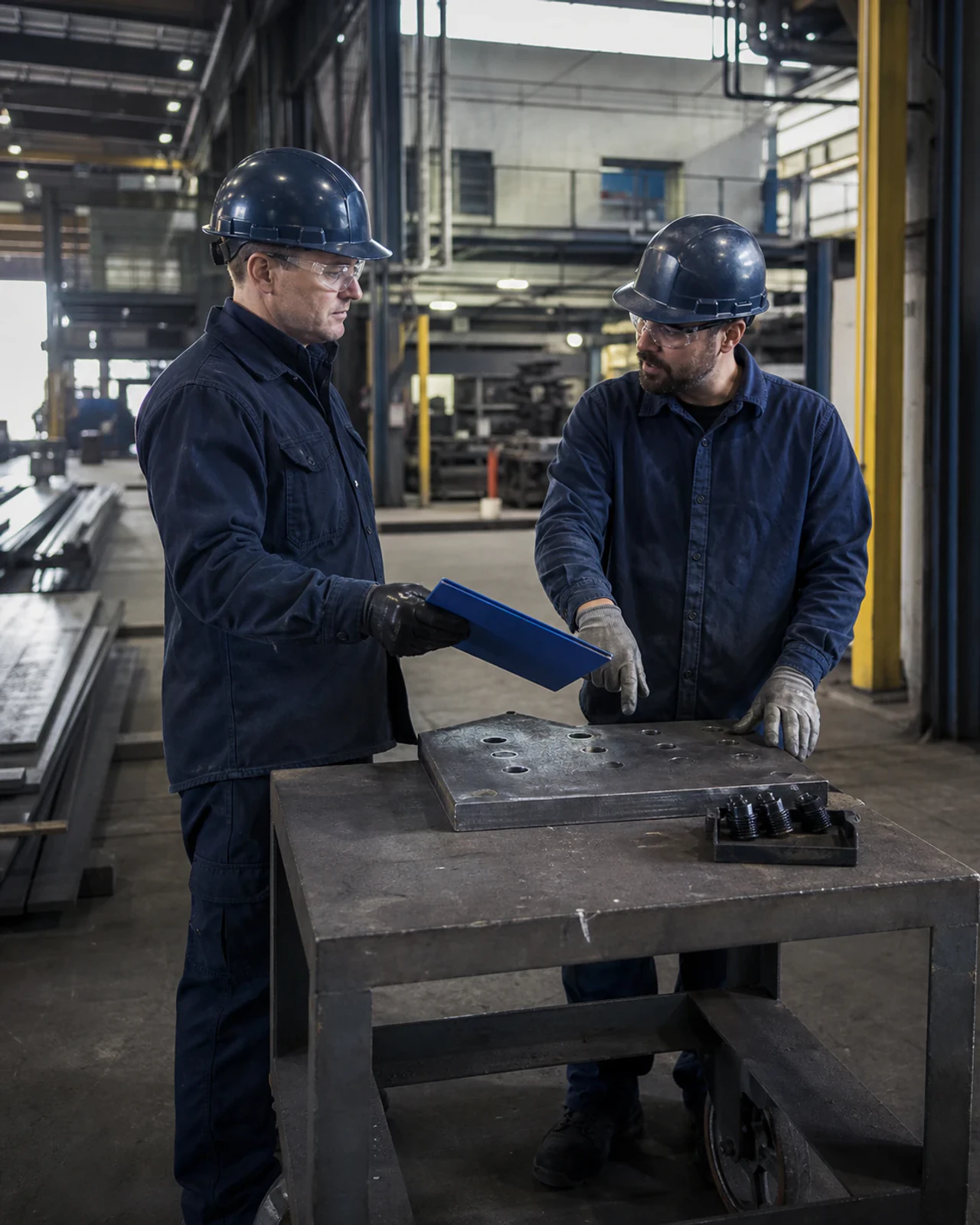 Engineering information being handed off to steel fabrication